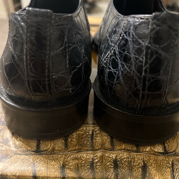 David Eden Alligator Skin Dress Derby Shoes Blue 9M - Picture 9 of 16